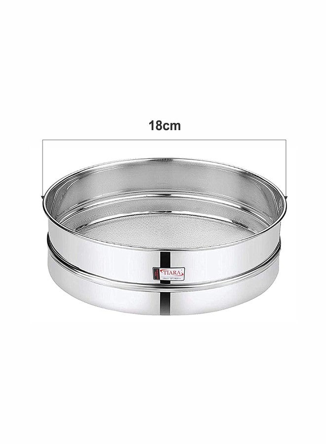 TIARA - Tiger 2pc Set Stainless Steel Chalni Combo Wheat and Aata Maida Chalni 10INCH - Image 4